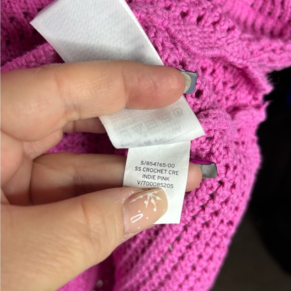 GAP Crochet Sweater Indie Pink Size M Colorful Beach Boho Valentine’s day - Picture 7 of 9